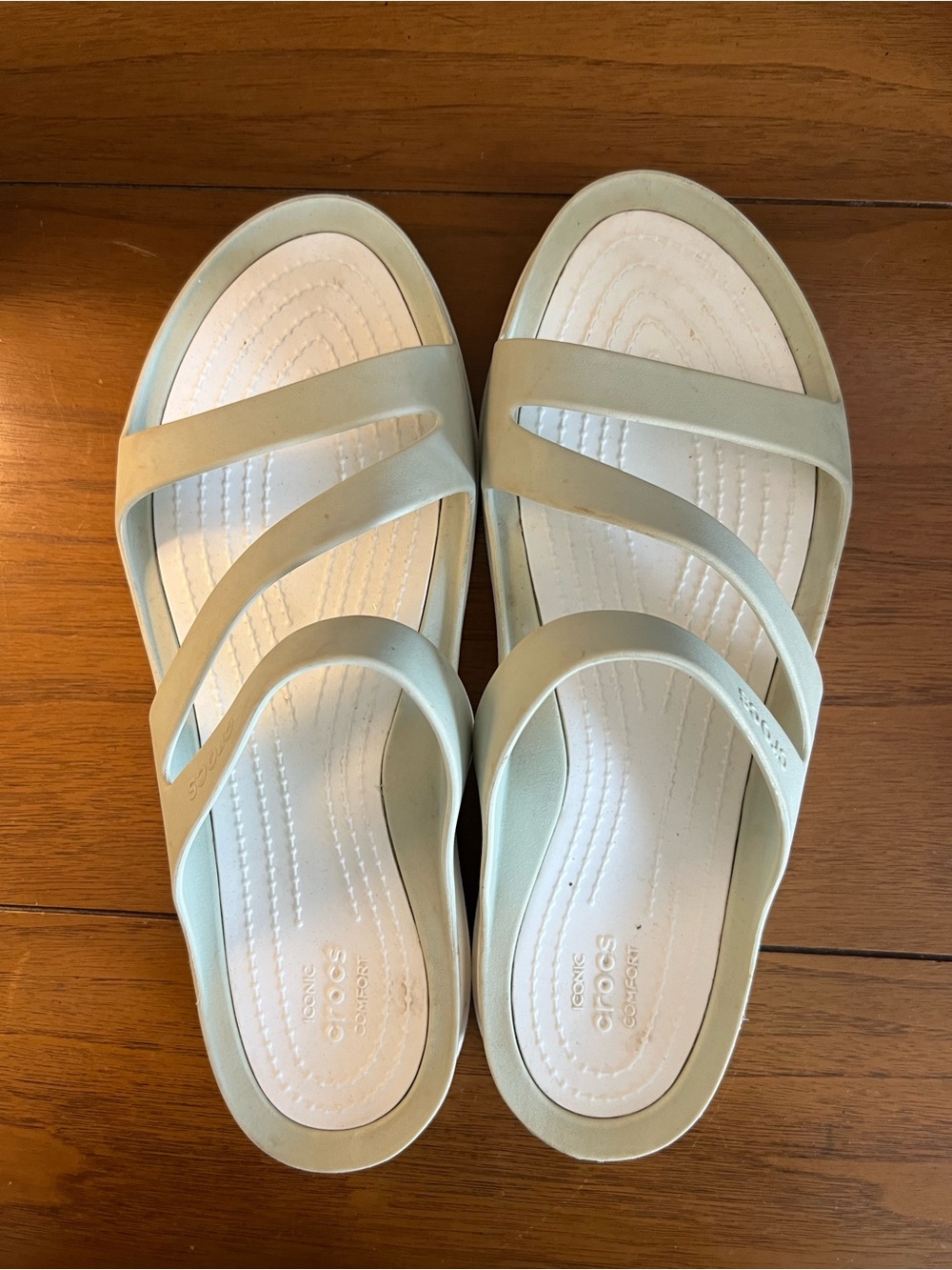 Women's Strappy Slide Sandals - Crocs, mint color
